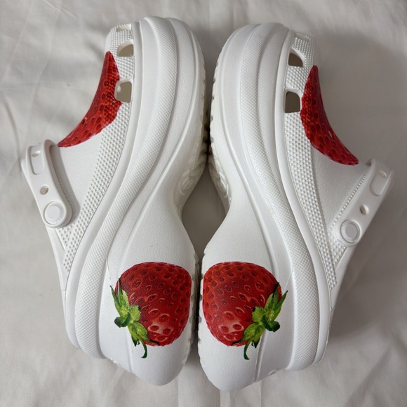 Crocs Bae Fresh Fruits Strawberries Platform White Clogs Wm's NWT DISC womens 11 - Picture 7 of 16